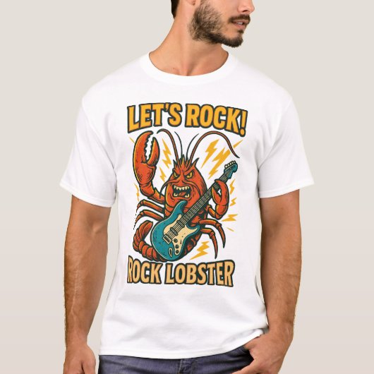 T-shirt Rock Lobster Guitar Cartoon Design (Devant)