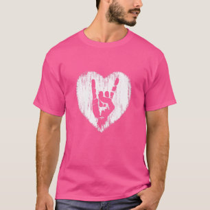 T-shirt Rock Music Heart Rock On Hand Horns