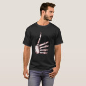 T-shirt Rock Music Rocker Skeleton Hands Thumb (Devant entier)