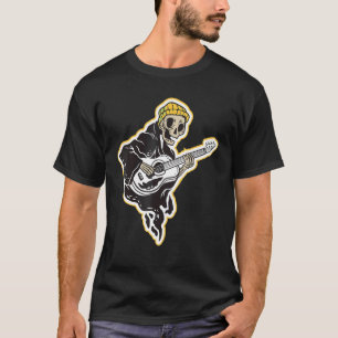 T-shirt Rock Music Squelette Avec Guitare Punk Rock