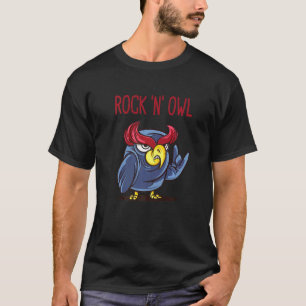 T-shirt Rock N Owl Devil Horns Rock and Roll Heavy Met