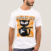 T-shirt ROCK n ROLL Black Cartoon Chat Rocker (Devant)