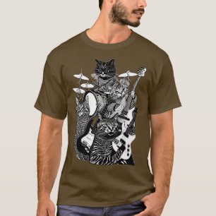 T-shirt ROCK N ROLL CADEAUX Guitares basse batterie chat r