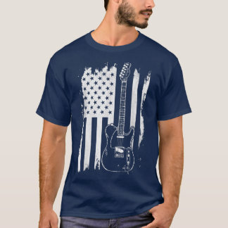T-shirt Rock n Roll Guitare Retro USA Flag Music