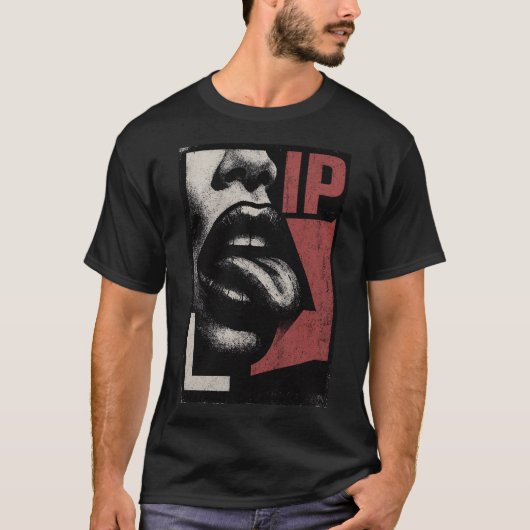 T-shirt Rock N Roll Lips & Tongue Art (Devant)
