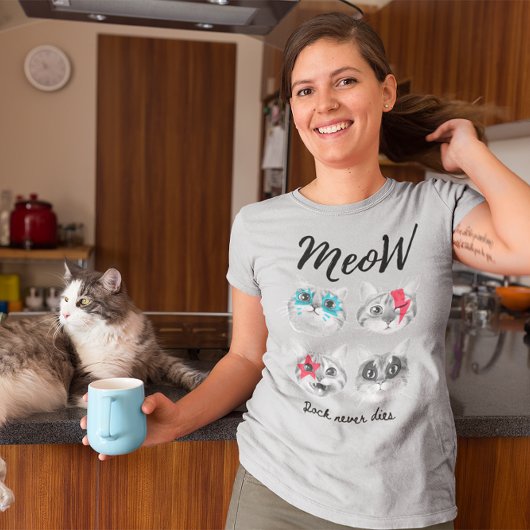 T-shirt Rock n Roll Meow Cats Rock