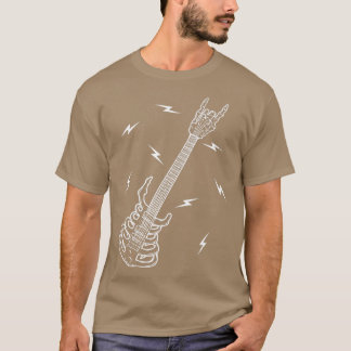 T-shirt Rock n Roll Skeleton Guitare Musique Lover Hallowe