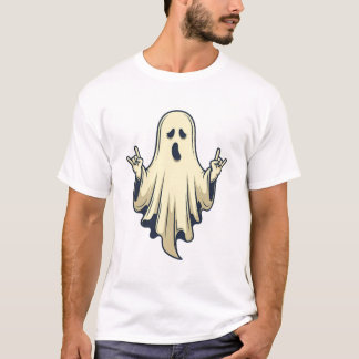 T-shirt Rock On Fantôme Halloween Design Cool Vibes Sombre