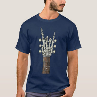 T-shirt Rock On Skeleton Hand Guitar Rock Roll Men Women R