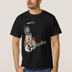 T-shirt Rock On Skeleton Jouer Guitare Costume Halloween