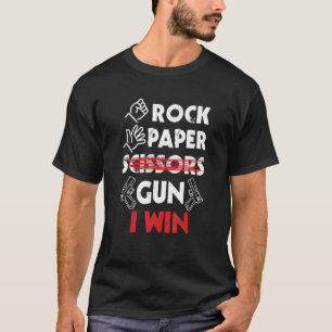 T-shirt Rock Paper Gun I Win Game Joke