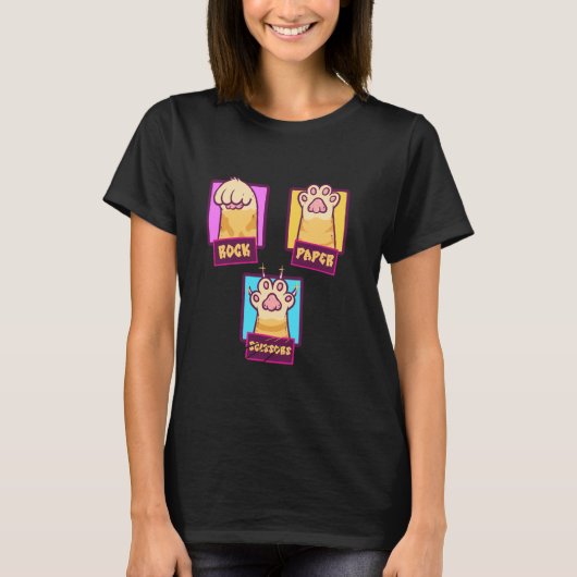 T-shirt Rock Paper Scissors Pattes de Chat Jeu de (Devant)