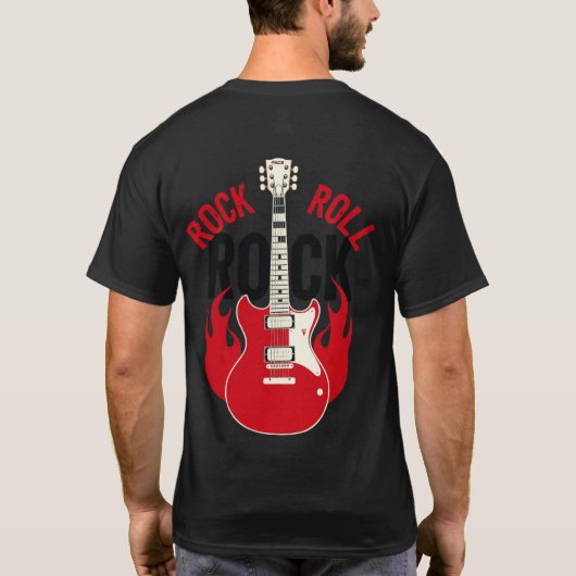 T-shirt Rock & Roll Flame Guitar (Dos)