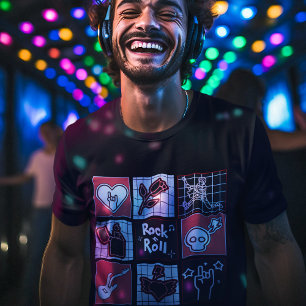 T-shirt Rock & Roll Music Icon Art Carré Musique Art Beats