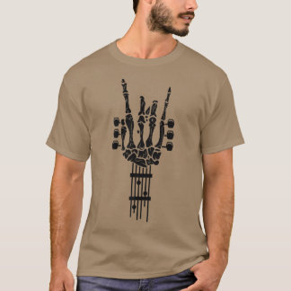 T-shirt Rock & Roll Skeleton Design Guitar Music Lover 