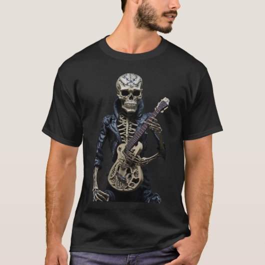 T-shirt Rock & Roll Skeleton Guitare Musique Lover Cadeau (Devant)