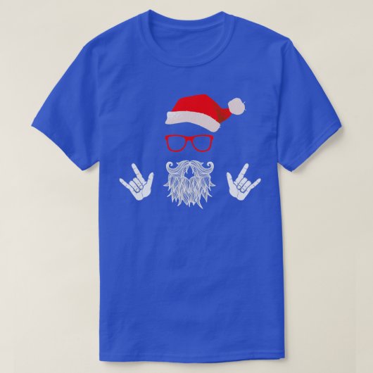 T-shirt Rock Santa Claus Beard Casquette Lunettes de solei (Design devant)