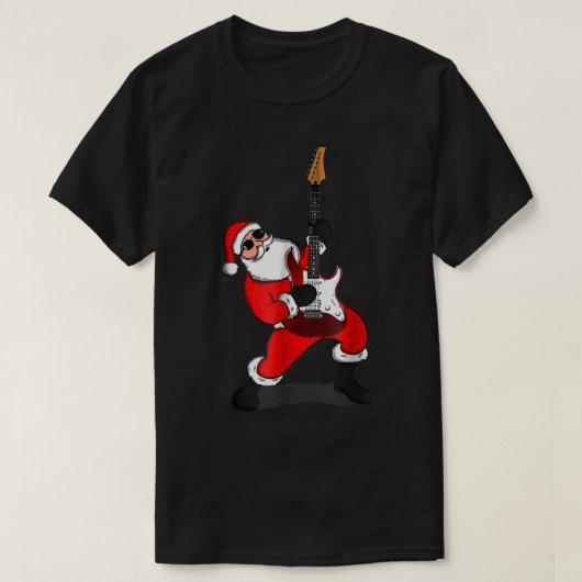 T-shirt Rock Santa Guitar Christmas Design (Design devant)