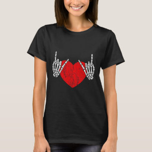 T-shirt Rock Skeleton Coeur Main Rock Et Rouleau