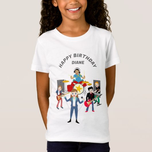 T-Shirt Rock Star Girl Band Anniversaire (Devant)