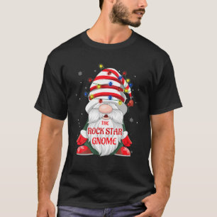 T-shirt Rock Star Gnome Buffalo Plaid Christmas Tree L