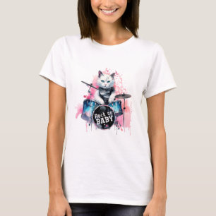 T-shirt Rock sur Drummer Kitty