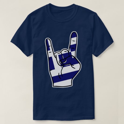 T-shirt Rock sur la Grèce Drapeau grec main (Design devant)