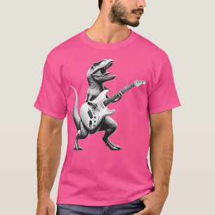 T-shirt Rock T Rex Dinosaur Jouer Guitare