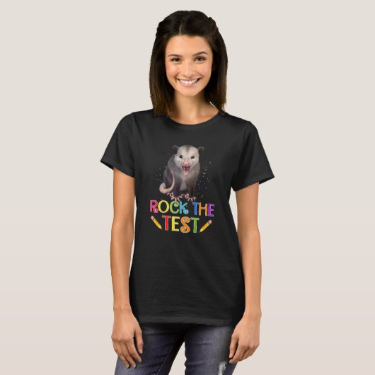 T-shirt Rock The Tes Test Day Teacher Test Squad Possum (Devant entier)
