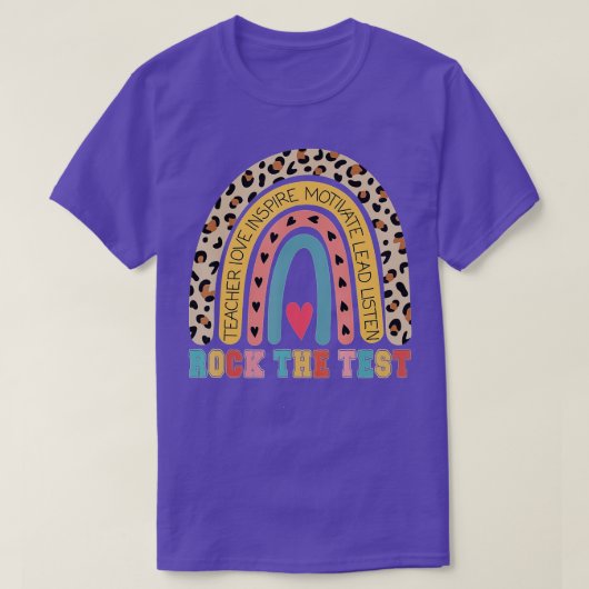 T-shirt Rock The Test Rainbow Teacher Jour de test (Design devant)