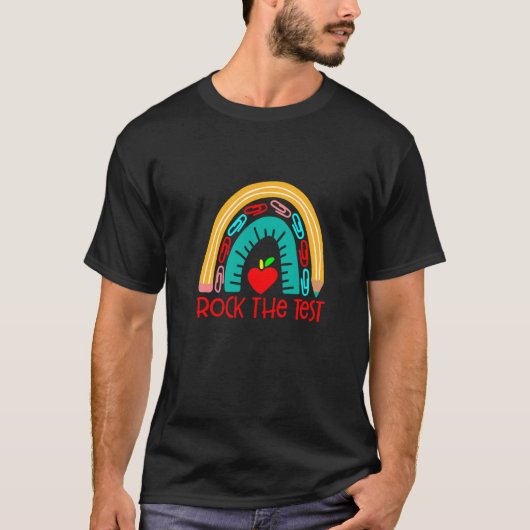 T-shirt Rock The Test Teacher Day Rainbow Testing Day Tea (Devant)