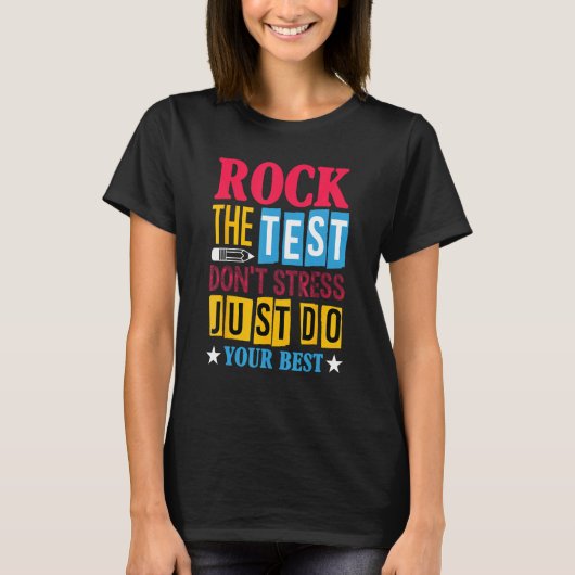 T-shirt Rock The Test Testing Day Retro Motivational Teach (Devant)