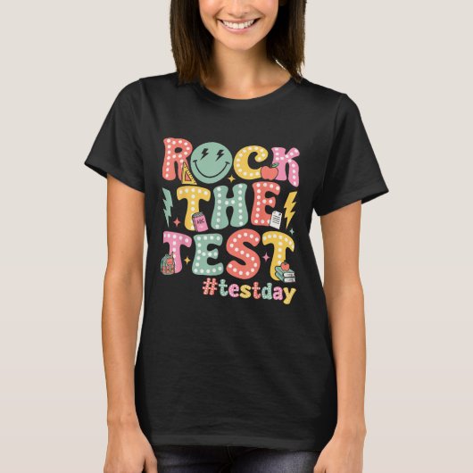 T-shirt Rock The Test Testing Day Retro Motivational Teach (Devant)