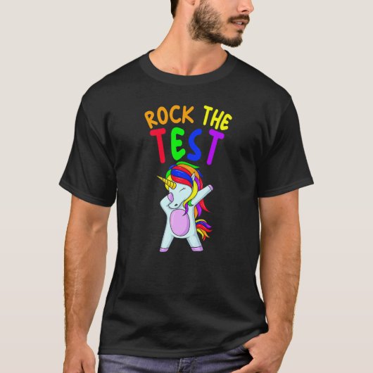 T-shirt Rock The Test Unicorn Teacher Stade Test Day St (Devant)