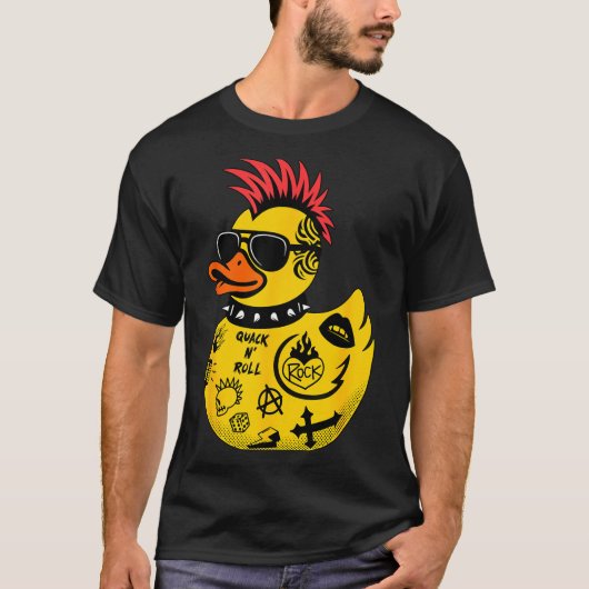 T-shirt Rock Yellow Rubber Duck Men Women Kids Funny Duck (Devant)
