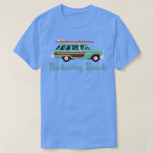 T-shirt Rockaway Beach New York Retro Surf Wagon (Design devant)
