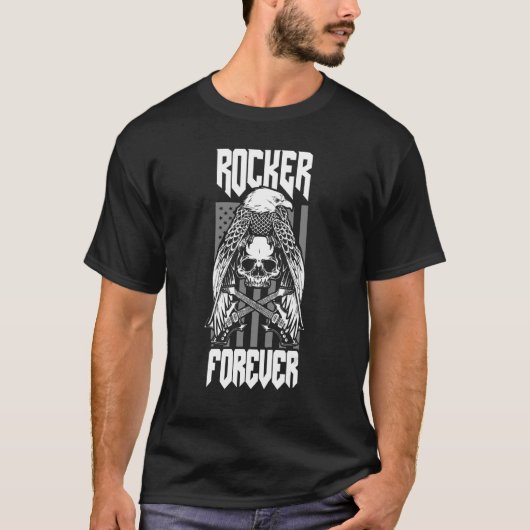 T-shirt Rocker Forever Us Drapeau Fier Rocher Patriotique  (Devant)