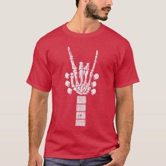 T-shirt Rocker Guitar Skeleton Rock Hand Music Men Boys Ki