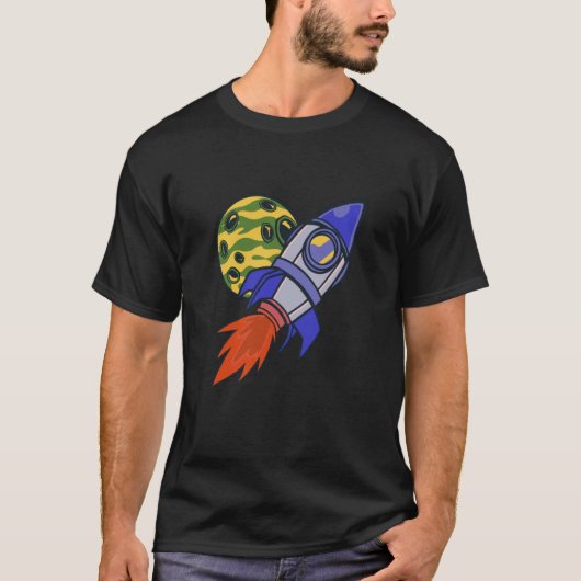 T-shirt rocket space science moon (Devant)