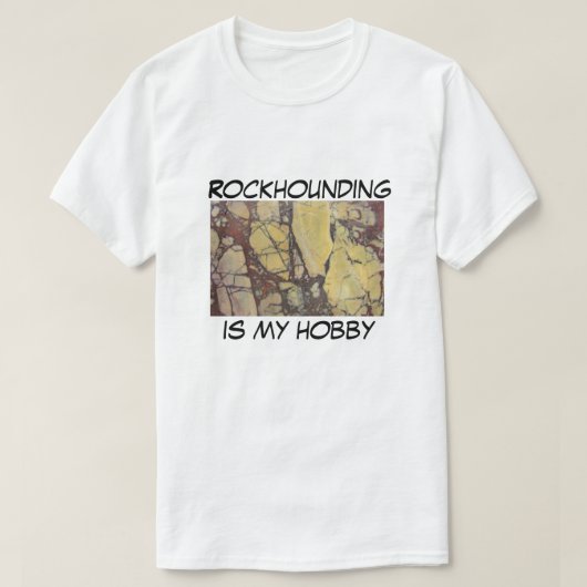 T-shirt Rockhoming est Mon Hobby Yellow Red Agate Photo (Design devant)