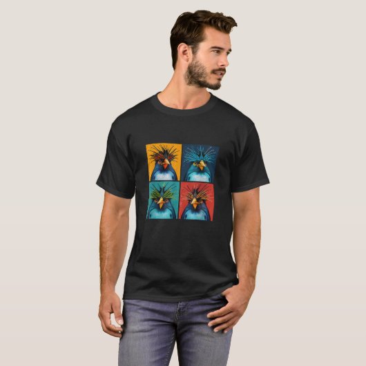 T-shirt Rockhopper Penguin Pop Art Design Illustration Col (Devant entier)