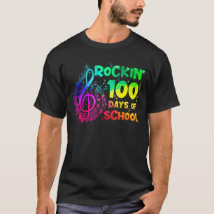 T-shirt Rockin 100 Days Of School Happy 100th Day Music Te