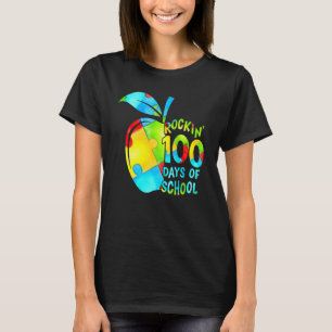 T-shirt Rockin '100 jours de puzzle scolaire Apple Autism 