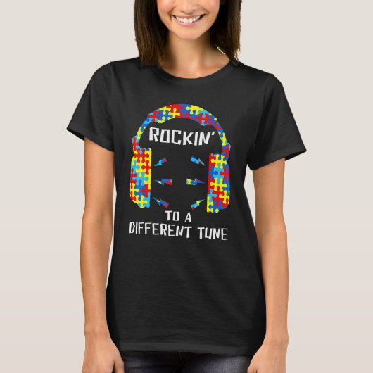 T-shirt Rockin À Une Musique Cool Différente Tune Autism A (Devant)