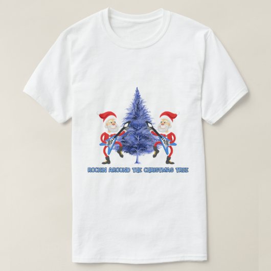 T-shirt "Rockin' Around The Christmas Tree" Funny Santa  (Design devant)