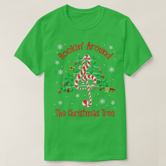 T-shirt Rockin' Autour De L'Arbre De Noël Note De Musique (Design devant)
