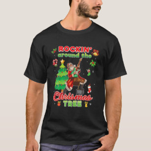 T-shirt Rockin Autour De L'Arbre De Noël Père Noël Rock Pl