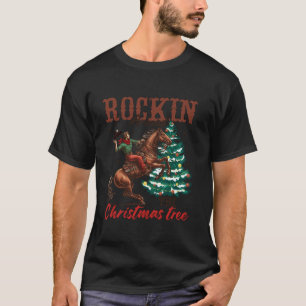 T-shirt Rockin Autour Du Cowboy Christmas Tree Père Noël R