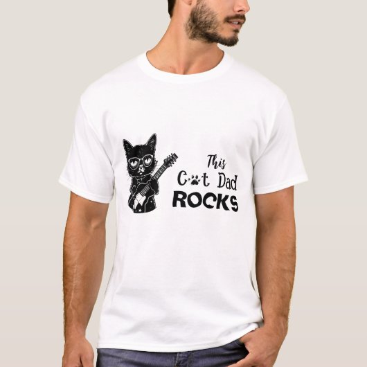 T-Shirt Rockin' Cat Dad (Devant)