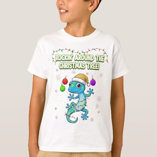 T-shirt Rockin’ Christmas Gecko – Cute Holiday Lizard Deco (Devant)